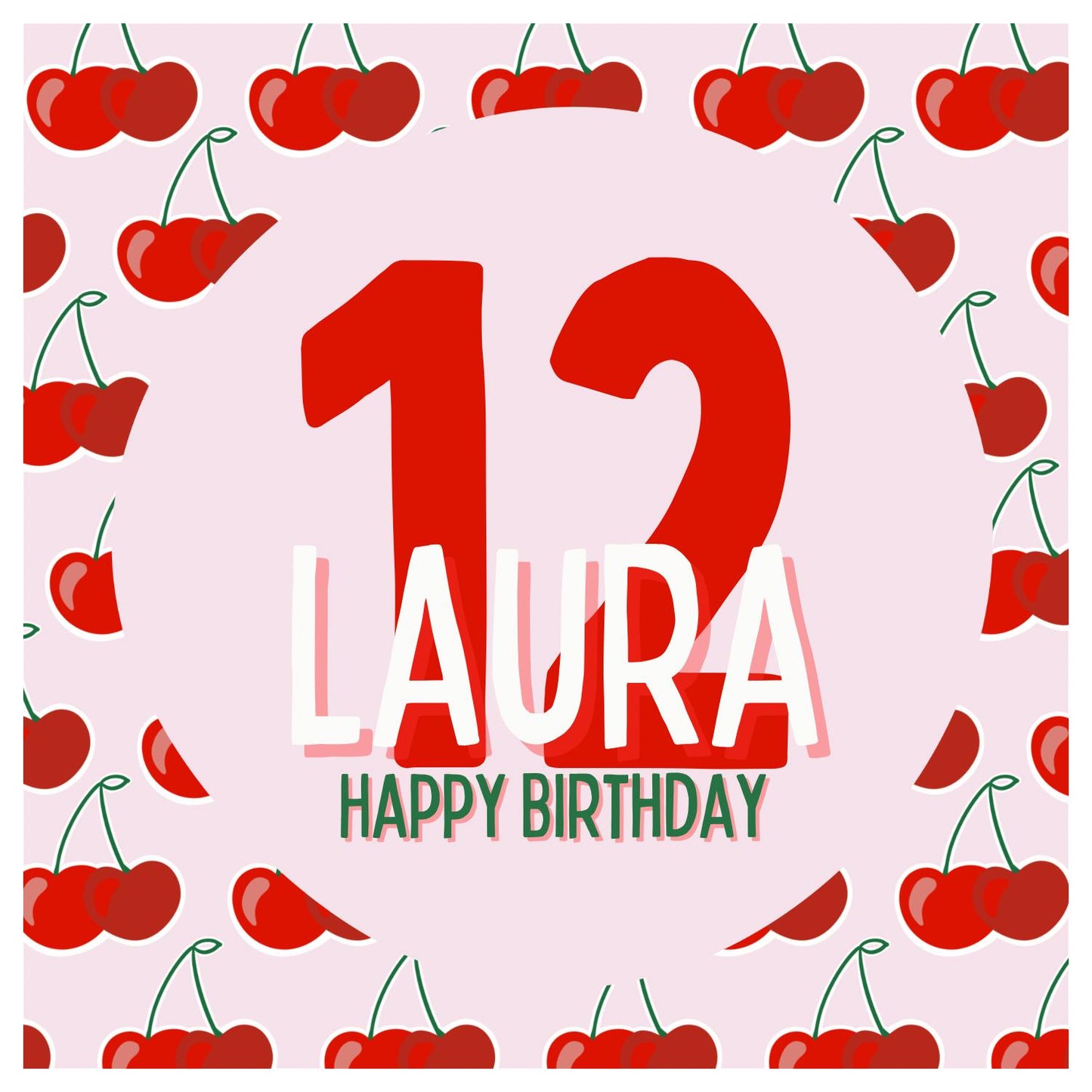 Personalised Cherry Birthday Card