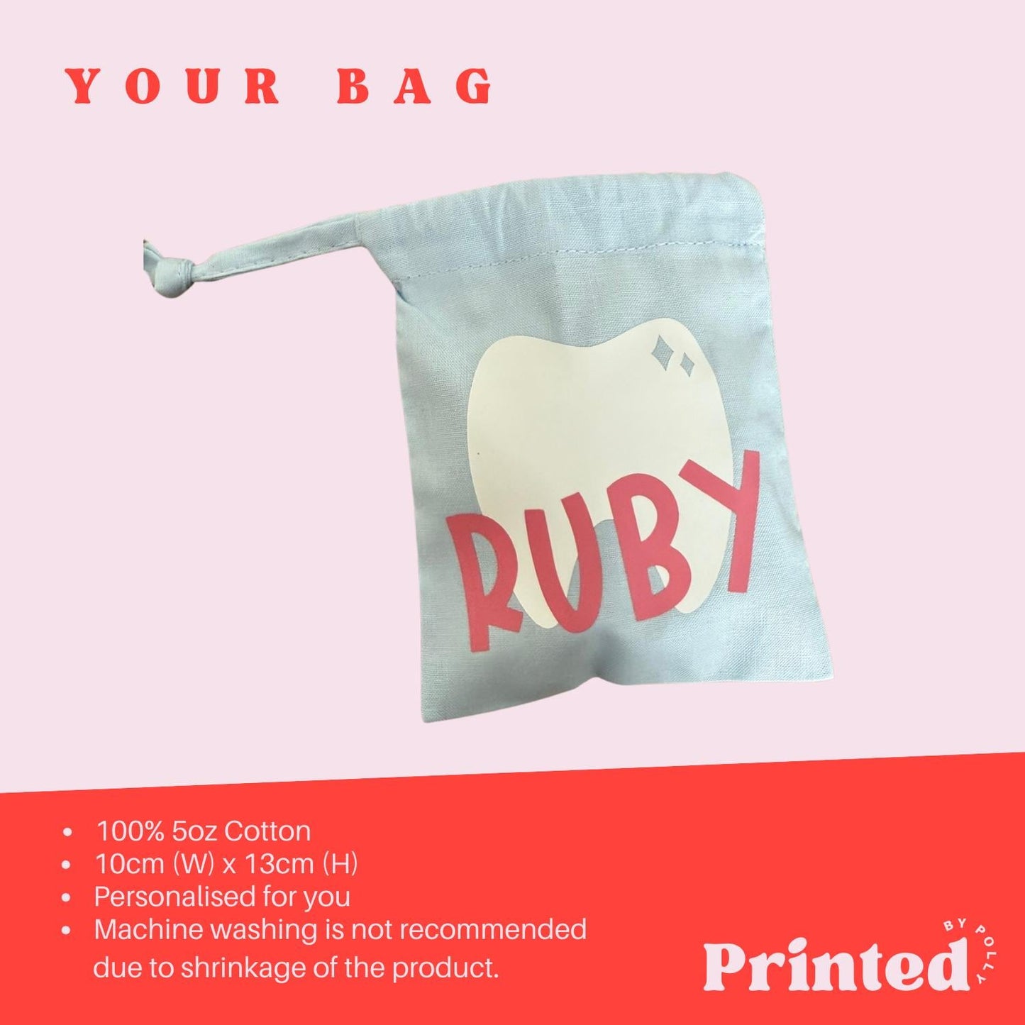 Tooth Fairy Personalised Pouch Bag