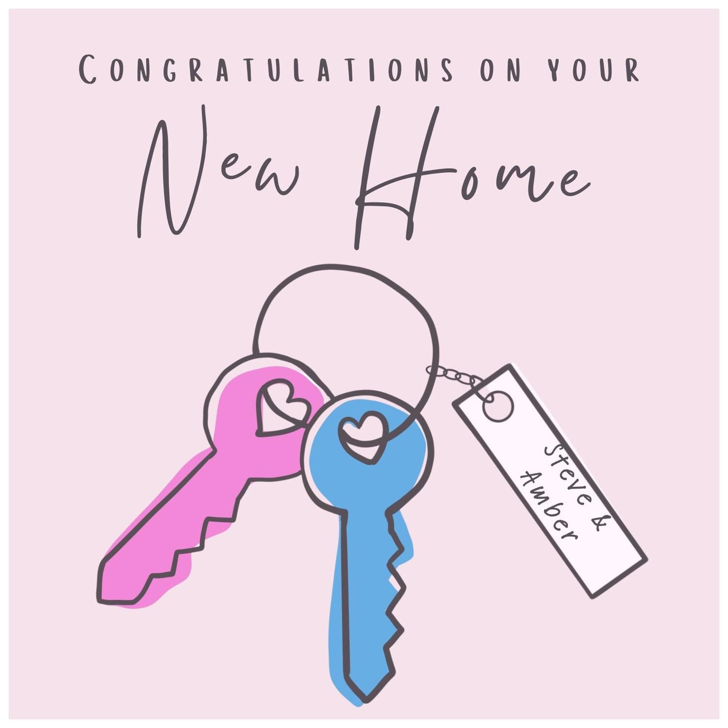 New Home with Key Tag Personalised Card