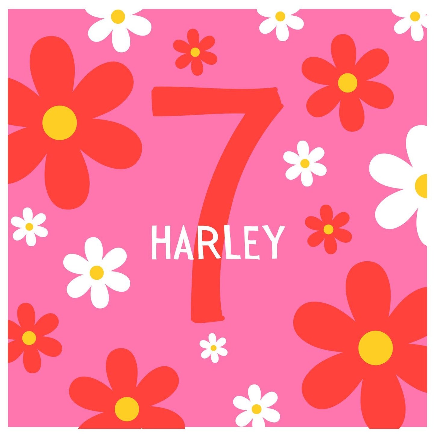 Personalised Bright Flower Age Birthday Card