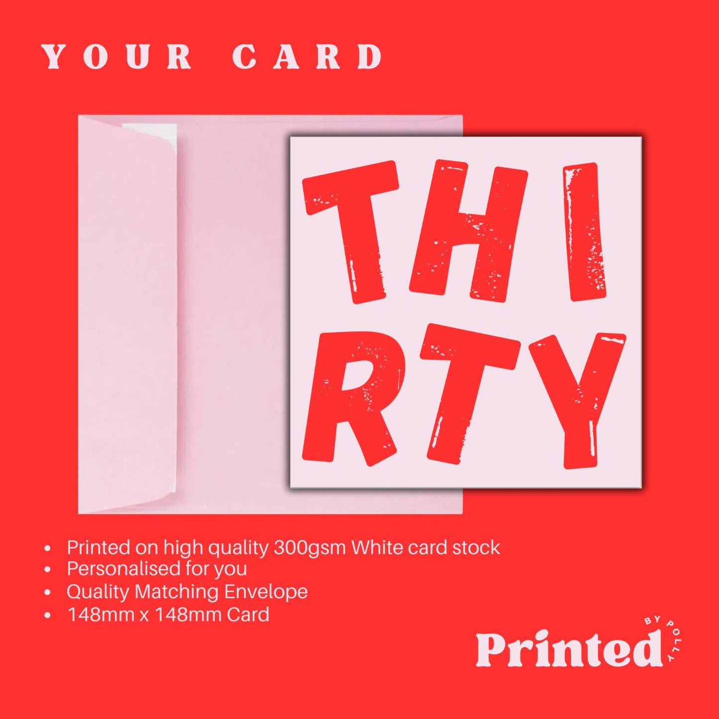 Bright Red Thirty Birthday Card