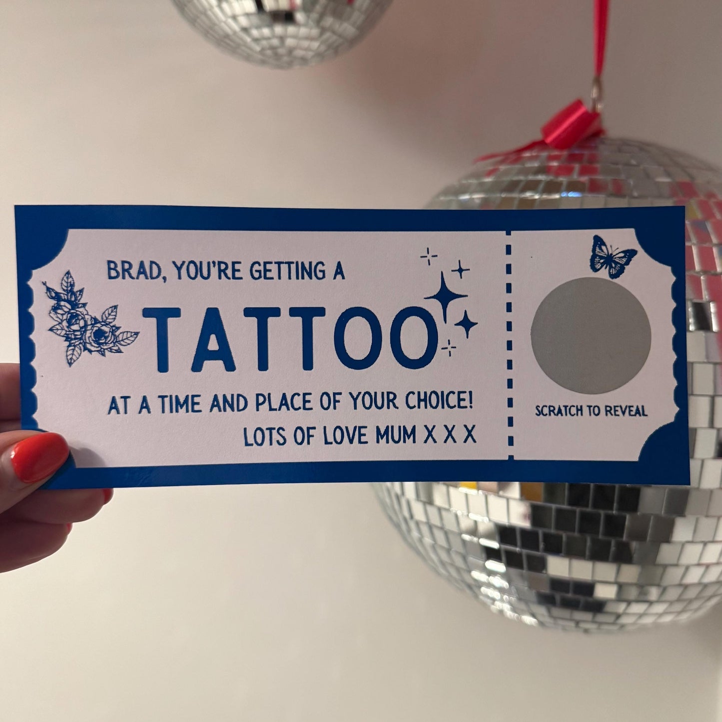 Tattoo Voucher Printed Ticket with Scratch to Reveal