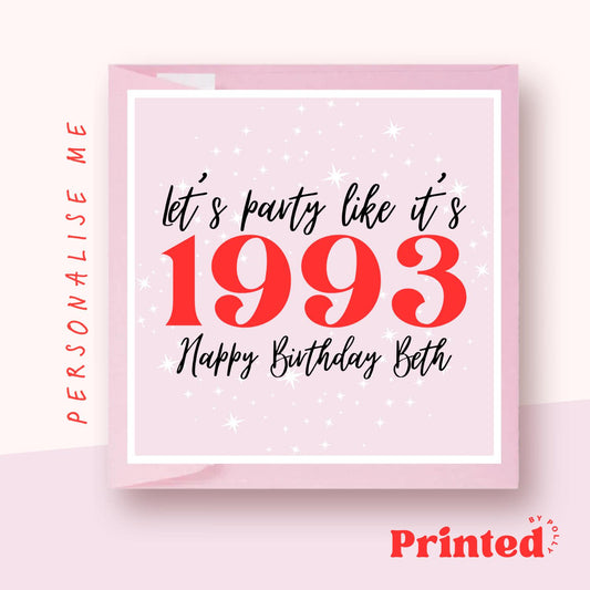 Let's Party Like Year Birthday Card