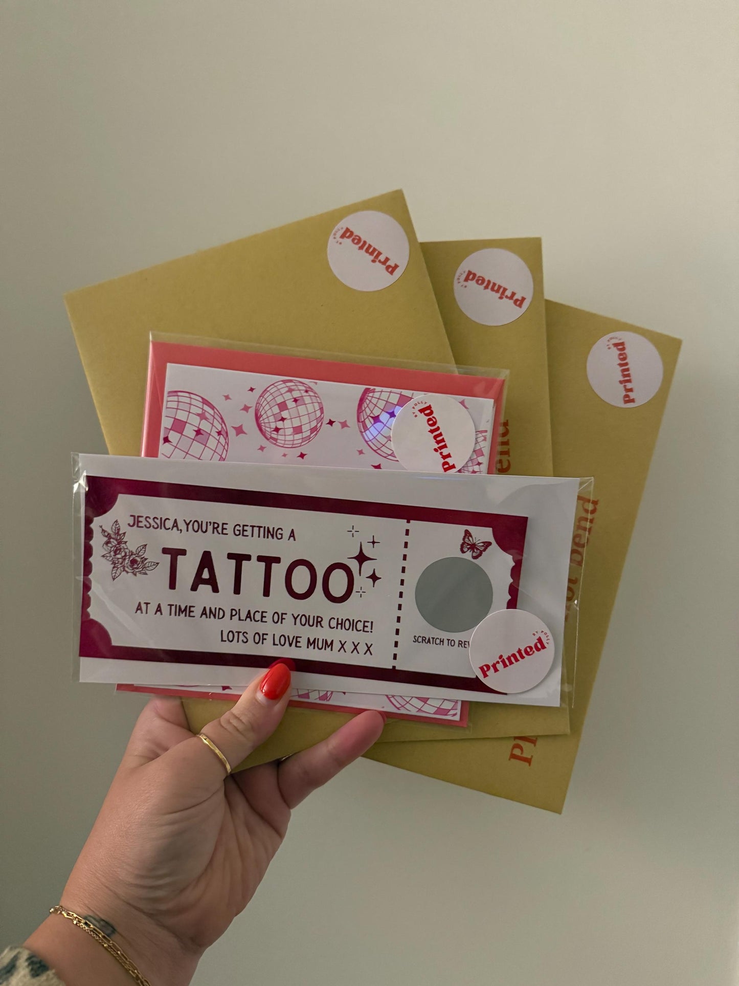 Tattoo Voucher Printed Ticket with Scratch to Reveal