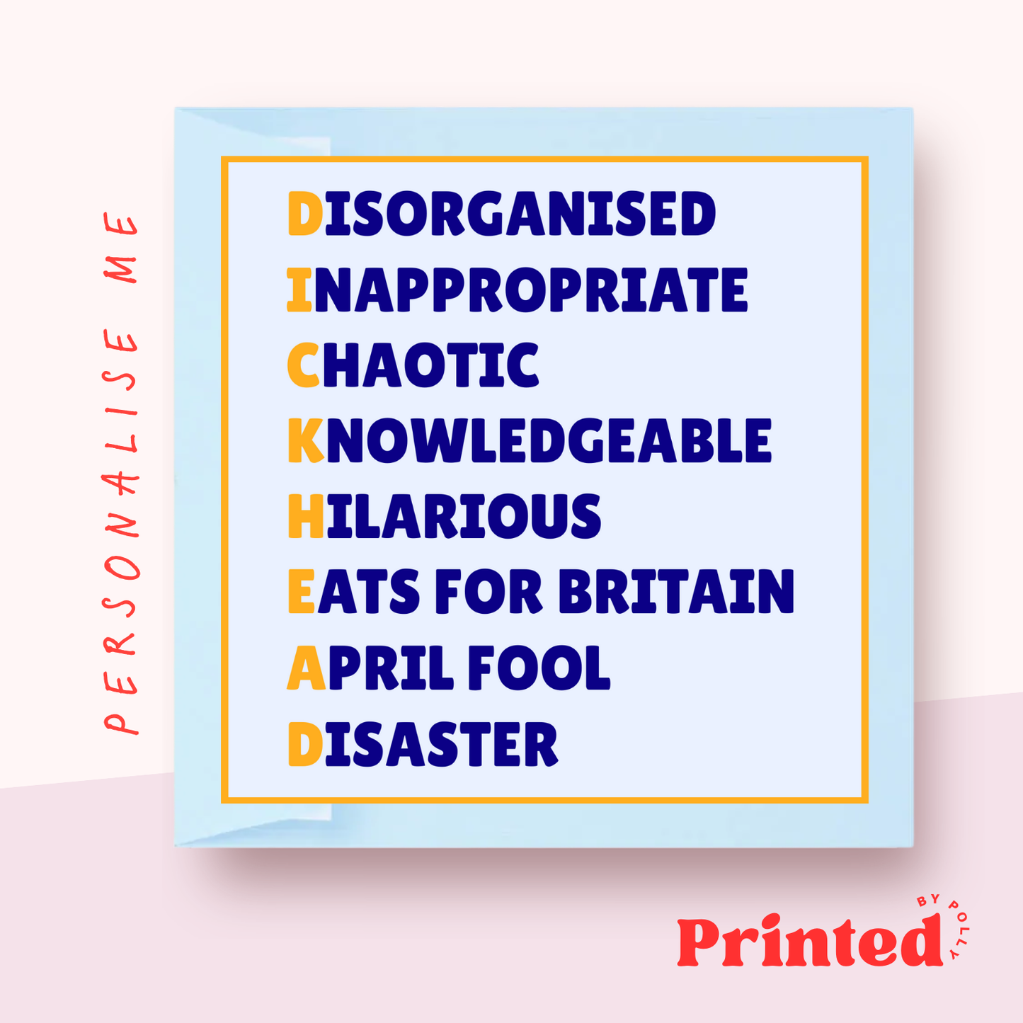 Personalised acrostic card - Create your own!